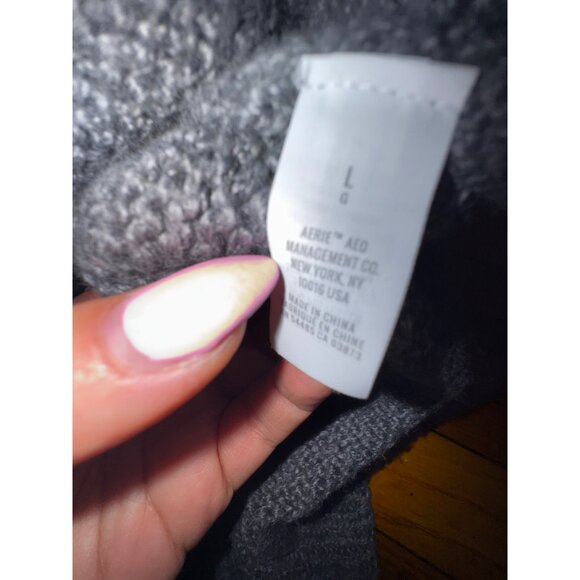 Nordic Large Grey Geometric Pattern Knit Sweater Preppy Classic Ski Winter Snow - Picture 4 of 6